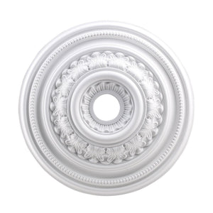 Atlas English Medallion Ceiling Accent - Classic Charm for Chandeliers and Fixtures, Elegant Design White 24'' LA11044-WH