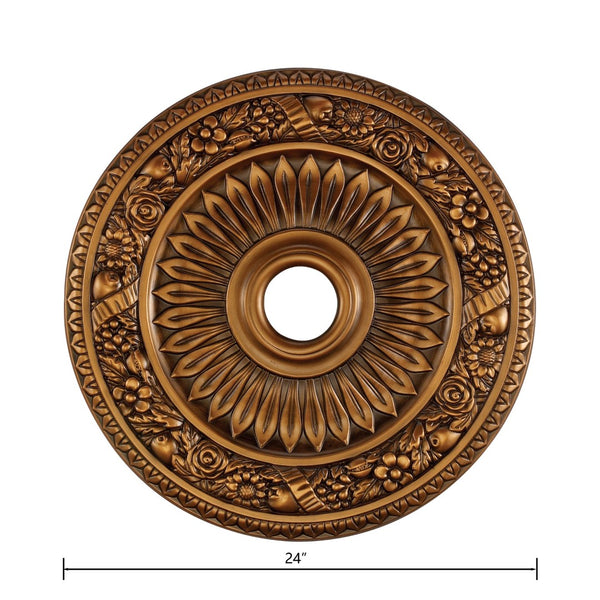 Atlas Floral Wreath 24" Wide Antique Bronze Medallion - Elegant Ceiling Accent for Timeless Decor LA11045-BZ