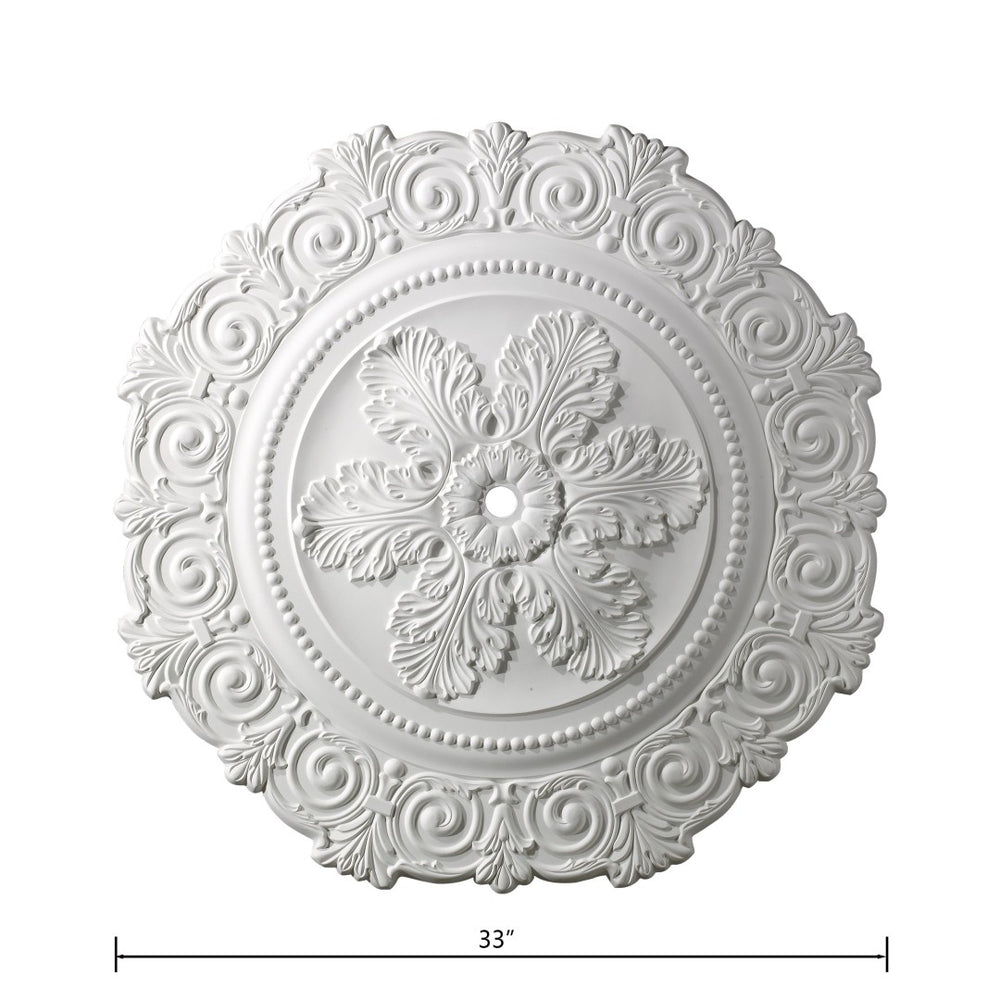 Atlas Marietta 33'' Wide White Medallion - Elegant Ceiling Accent for Living Rooms, Dining Areas & More LA11048-WH