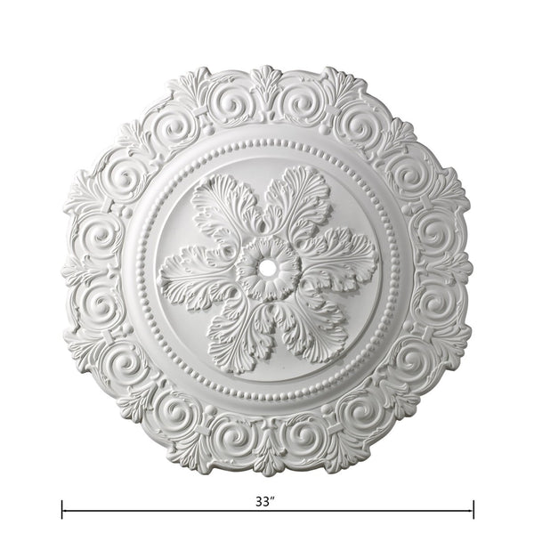 Atlas Marietta 33'' Wide White Medallion - Elegant Ceiling Accent for Living Rooms, Dining Areas & More LA11048-WH