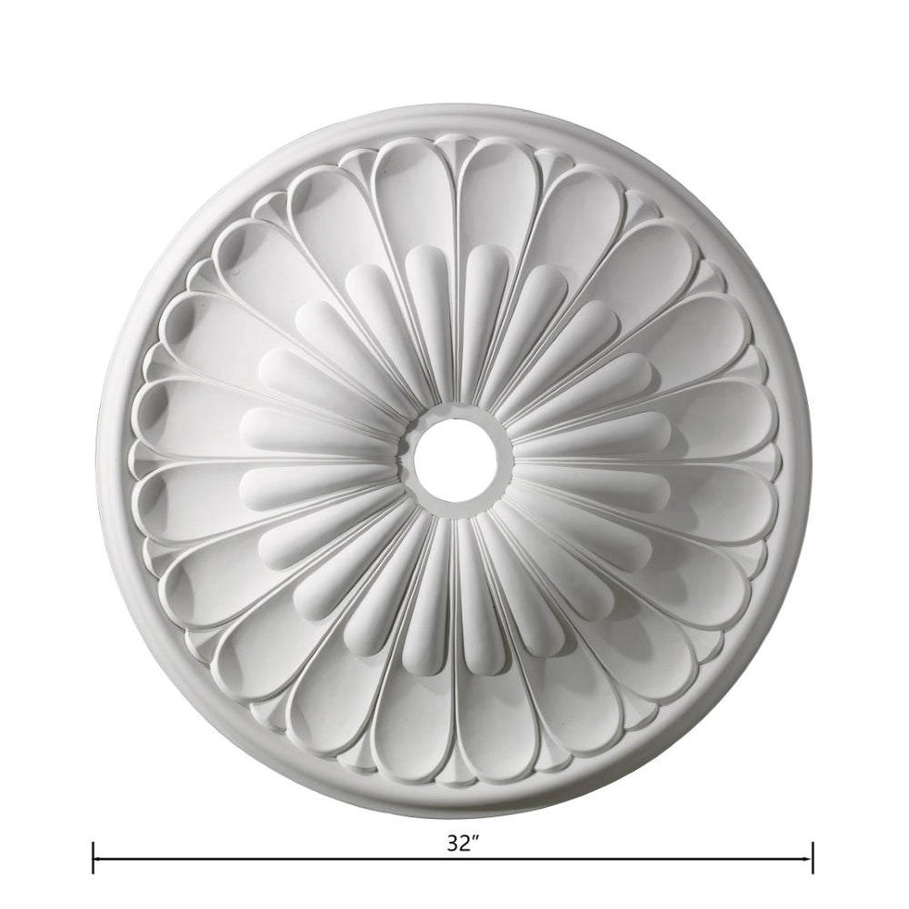 Atlas Melon Reed 32" Wide Medallion - Classic White Ceiling Accent for Timeless Elegance & Style LA11049-WH
