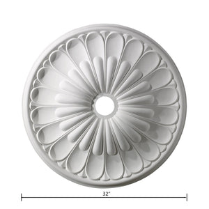 Atlas Melon Reed 32" Wide Medallion - Classic White Ceiling Accent for Timeless Elegance & Style LA11049-WH