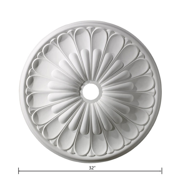 Atlas Melon Reed 32" Wide Medallion - Classic White Ceiling Accent for Timeless Elegance & Style LA11049-WH
