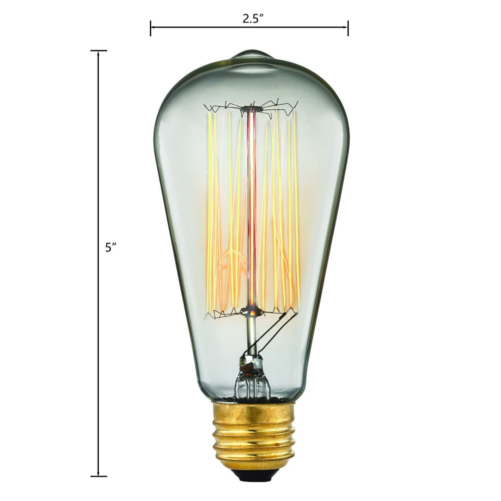 Atlas Medium Vintage ST58 Bulb E26 Base - Clear Glass, Elegant Filament for Indoor Lighting Decor LA11125-CL