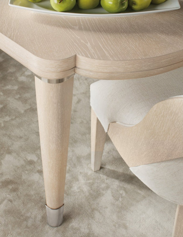 Hooker Furniture Nouveau Chic Rectangle Dining Table With Sandstone Oak Veneer, Scalloped Ends & 22" Leaf For 6–8 6500-75200-80