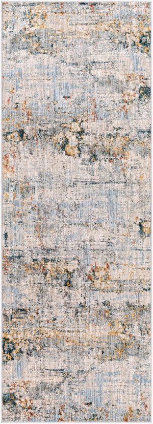 Livabliss Laila Machine Woven Polyester Area Rug with Fringe Trim for Living and Dining Rooms Pale Blue, Dark 2'7" x 7'3" LAA2300-2773
