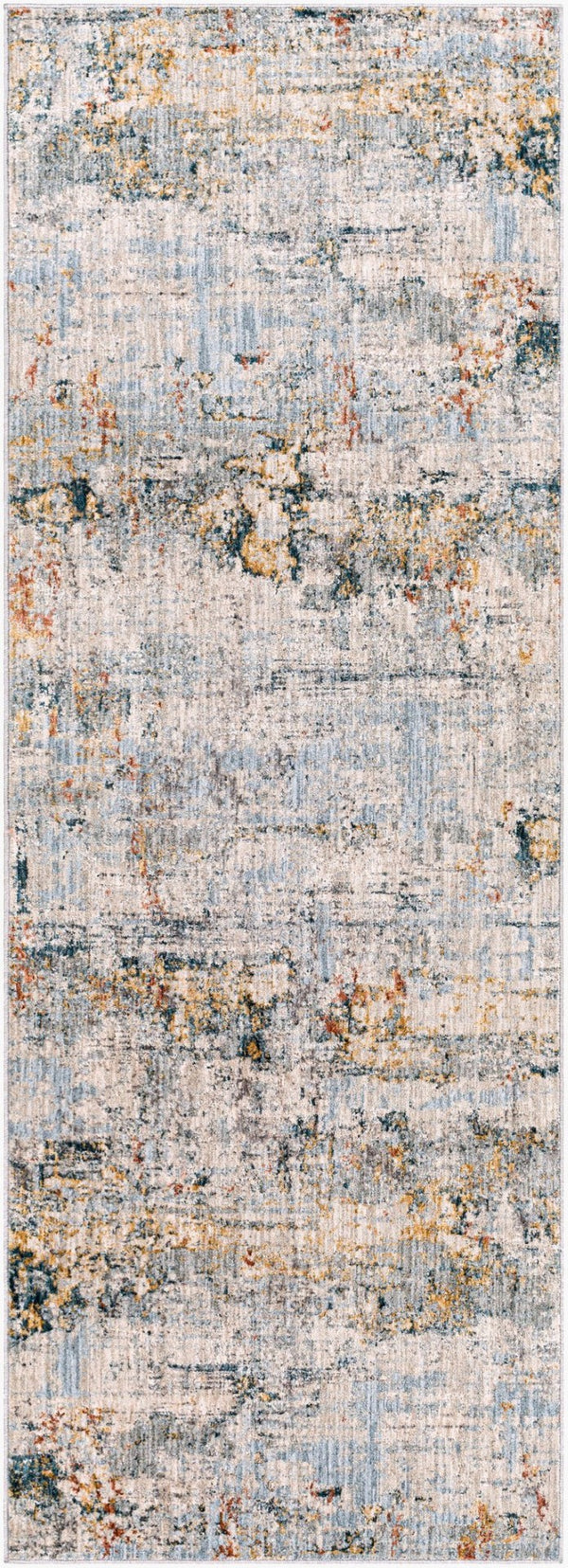 Livabliss Laila Machine Woven Polyester Area Rug with Fringe Trim for Living and Dining Rooms Pale Blue, Dark 2'7" x 7'3" LAA2300-2773