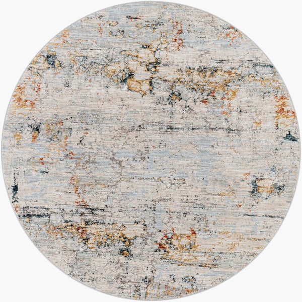 Livabliss Laila Machine Woven Polyester Area Rug with Fringe Trim for Living and Dining Rooms Pale Blue, Dark 7'10" x 7'10" LAA2300-710RD