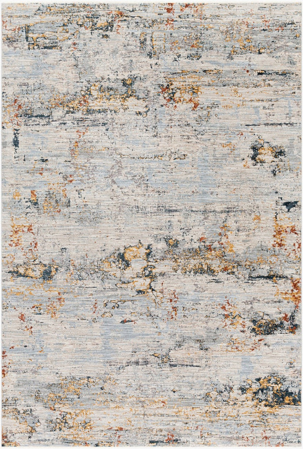 Livabliss Laila Machine Woven Polyester Area Rug with Fringe Trim for Living and Dining Rooms Pale Blue, Dark 6'7" x 9'6" LAA2300-6796