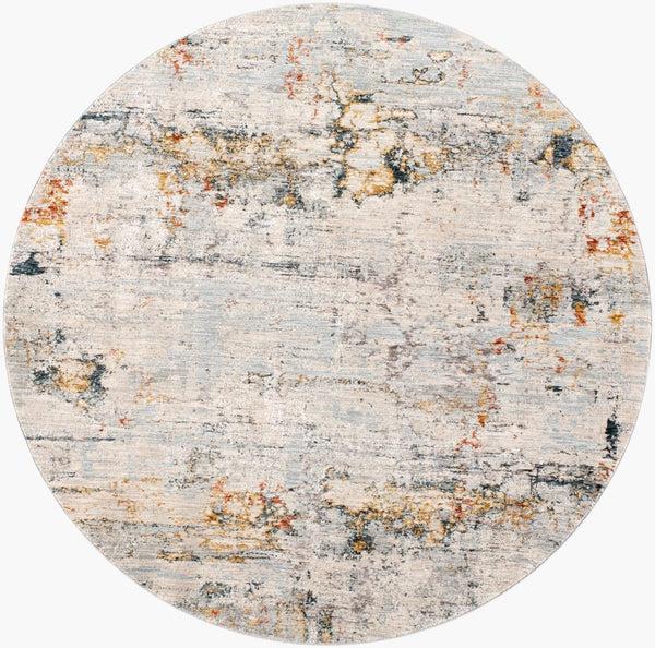 Livabliss Laila Machine Woven Polyester Area Rug with Fringe Trim for Living and Dining Rooms Pale Blue, Dark 6'7" x 6'7" LAA2300-67RD