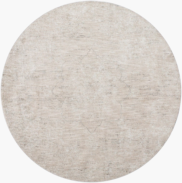 Livabliss Laila Traditional Polyester Area Rug Turkish High Low Pile for Living or Dining Rooms Olive, Light Gr 6'7" x 6'7" LAA2301-67RD