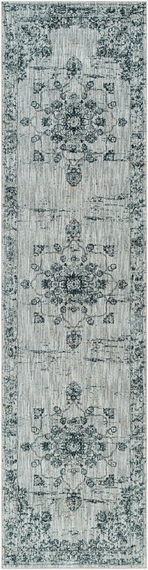 Livabliss Laila Traditional High Low Pile Area Rug Woven in Turkey for Formal Living Rooms Dark Blue, Teal 2'7" x 10' LAA2302-2710
