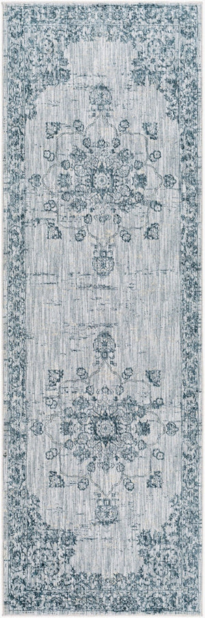 Livabliss Laila Traditional High Low Pile Area Rug Woven in Turkey for Formal Living Rooms Dark Blue, Teal 2'7" x 7'3" LAA2302-2773