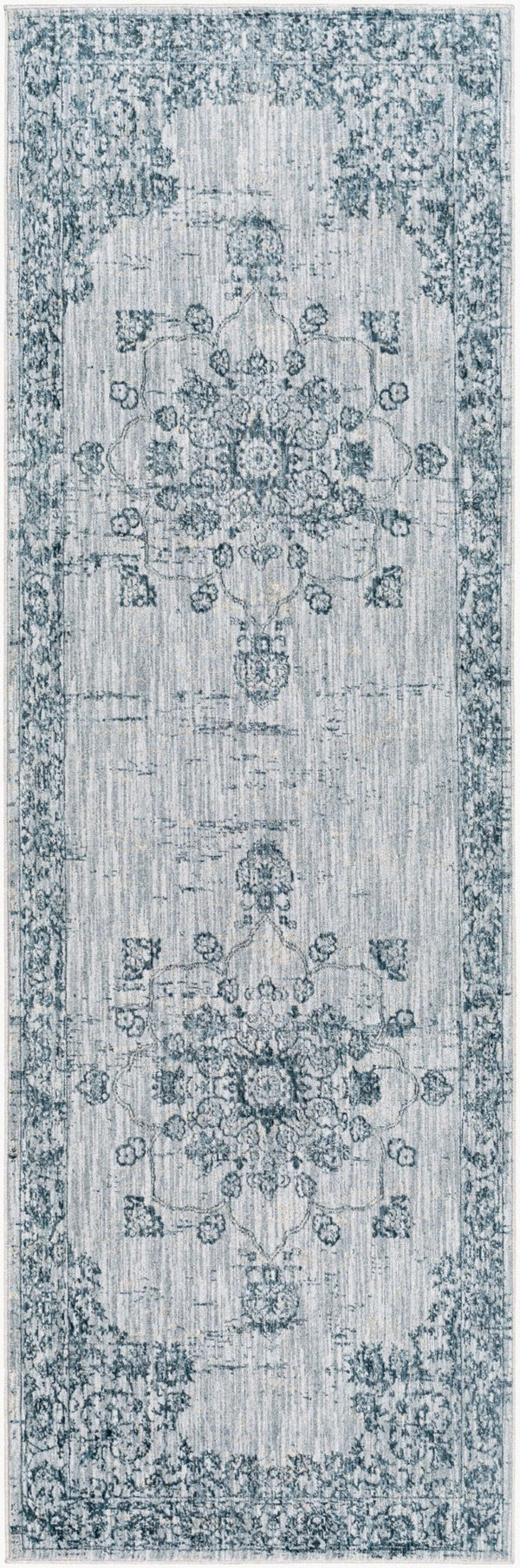 Livabliss Laila Traditional High Low Pile Area Rug Woven in Turkey for Formal Living Rooms Dark Blue, Teal 2'7" x 7'3" LAA2302-2773