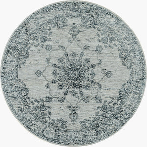 Livabliss Laila Traditional High Low Pile Area Rug Woven in Turkey for Formal Living Rooms Dark Blue, Teal 5'3" x 5'3" LAA2302-53RD