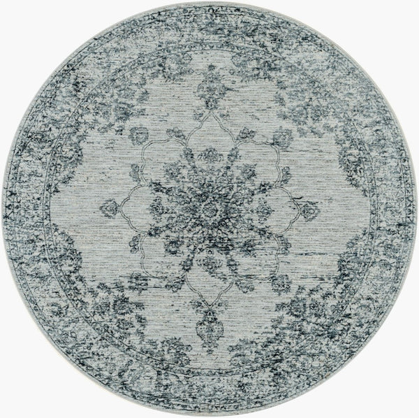 Livabliss Laila Traditional High Low Pile Area Rug Woven in Turkey for Formal Living Rooms Dark Blue, Teal 5'3" x 5'3" LAA2302-53RD