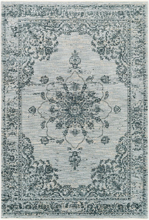 Livabliss Laila Traditional High Low Pile Area Rug Woven in Turkey for Formal Living Rooms Dark Blue, Teal 5' x 7'5" LAA2302-575