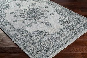 Livabliss Laila Traditional High Low Pile Area Rug Woven in Turkey for Formal Living Rooms Dark Blue, Teal 5' x 7'5" LAA2302-575