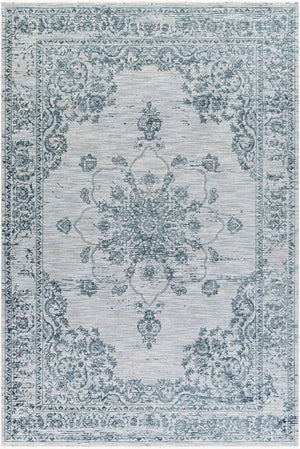 Livabliss Laila Traditional High Low Pile Area Rug Woven in Turkey for Formal Living Rooms Dark Blue, Teal 6'7" x 9'6" LAA2302-6796