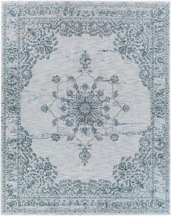 Livabliss Laila Traditional High Low Pile Area Rug Woven in Turkey for Formal Living Rooms Dark Blue, Teal 7'10" x 10'2" LAA2302-710103