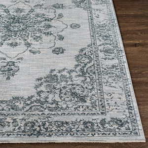 Livabliss Laila Traditional High Low Pile Area Rug Woven in Turkey for Formal Living Rooms Dark Blue, Teal 5' x 7'5" LAA2302-575