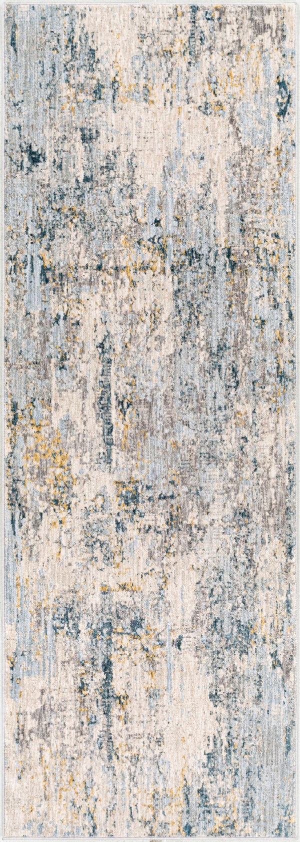 Livabliss Laila Large Polyester Area Rug with Fringe Minimalist Modern Style for Living Rooms Pale Blue, Dark 2'7" x 10' LAA2303-2710