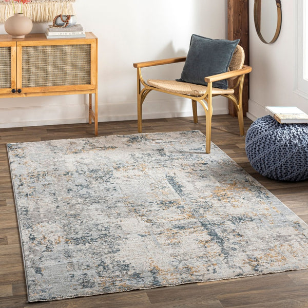 Livabliss Laila Large Polyester Area Rug with Fringe Minimalist Modern Style for Living Rooms Pale Blue, Dark 7'10" x 7'10" LAA2303-710RD