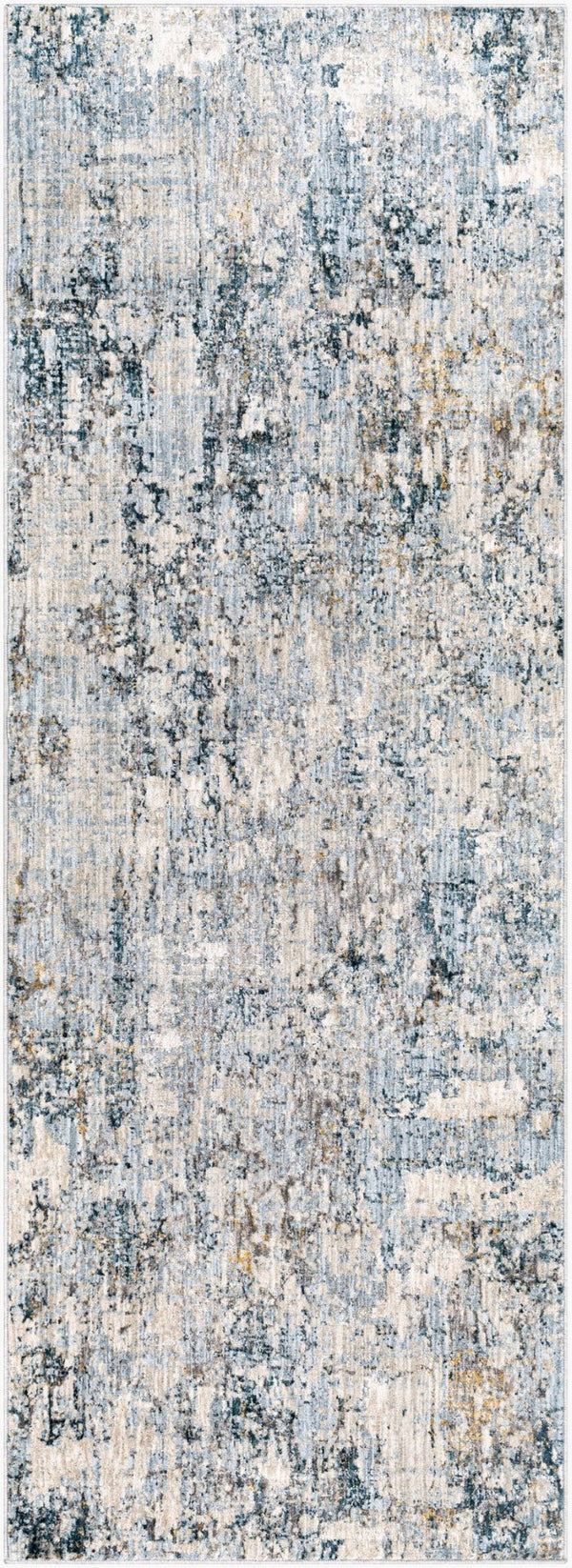 Livabliss Laila Machine Woven Polyester Area Rug with Fringe Minimalist Style for Living Rooms Pale Blue, Dark 2'7" x 7'3" LAA2305-2773