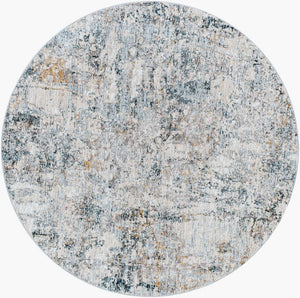 Livabliss Laila Machine Woven Polyester Area Rug with Fringe Minimalist Style for Living Rooms Pale Blue, Dark 7'10" x 7'10" LAA2305-710RD