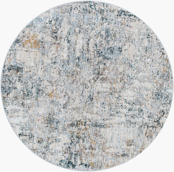 Livabliss Laila Machine Woven Polyester Area Rug with Fringe Minimalist Style for Living Rooms Pale Blue, Dark 7'10" x 7'10" LAA2305-710RD