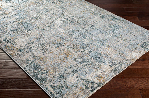 Livabliss Laila Machine Woven Polyester Area Rug with Fringe Minimalist Style for Living Rooms Pale Blue, Dark 6'7" x 6'7" LAA2305-67RD