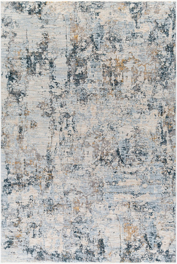 Livabliss Laila Machine Woven Polyester Area Rug with Fringe Minimalist Style for Living Rooms Pale Blue, Dark 6'7" x 9'6" LAA2305-6796