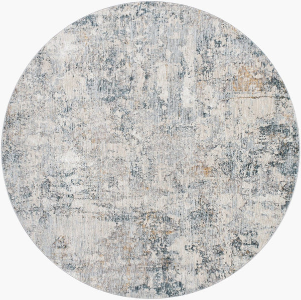 Livabliss Laila Machine Woven Polyester Area Rug with Fringe Minimalist Style for Living Rooms Pale Blue, Dark 6'7" x 6'7" LAA2305-67RD