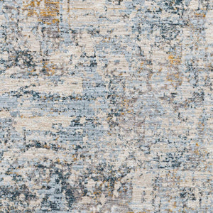 Livabliss Laila Machine Woven Polyester Area Rug with Fringe Minimalist Style for Living Rooms Pale Blue, Dark 6'7" x 6'7" LAA2305-67RD