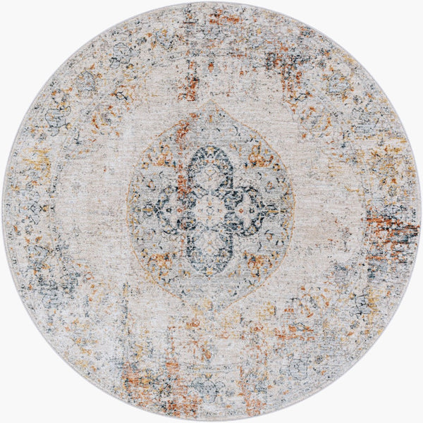 Livabliss Laila Medallion Area Rug with Tassel Fringe Polyester Woven Square Living Room Accent Rust, Teal 7'10" x 7'10" LAA2306-710RD