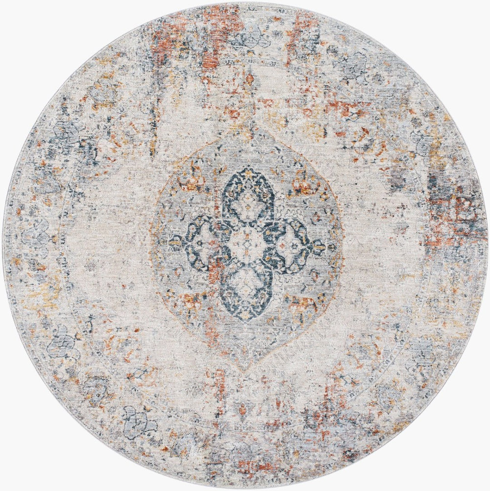 Livabliss Laila Medallion Area Rug with Tassel Fringe Polyester Woven Square Living Room Accent Rust, Teal 6'7" x 6'7" LAA2306-67RD