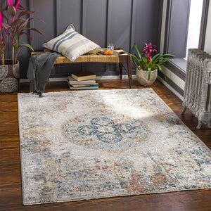 Livabliss Laila Medallion Area Rug with Tassel Fringe Polyester Woven Square Living Room Accent Rust, Teal 7'10" x 7'10" LAA2306-710RD