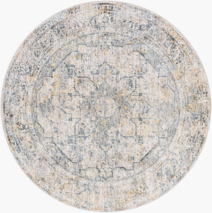 Livabliss Laila Traditional Medallion Area Rug Polyester Pile Fringe Trim Formal Living Room Teal, Dusty Sag 7'10" x 7'10" LAA2311-710RD