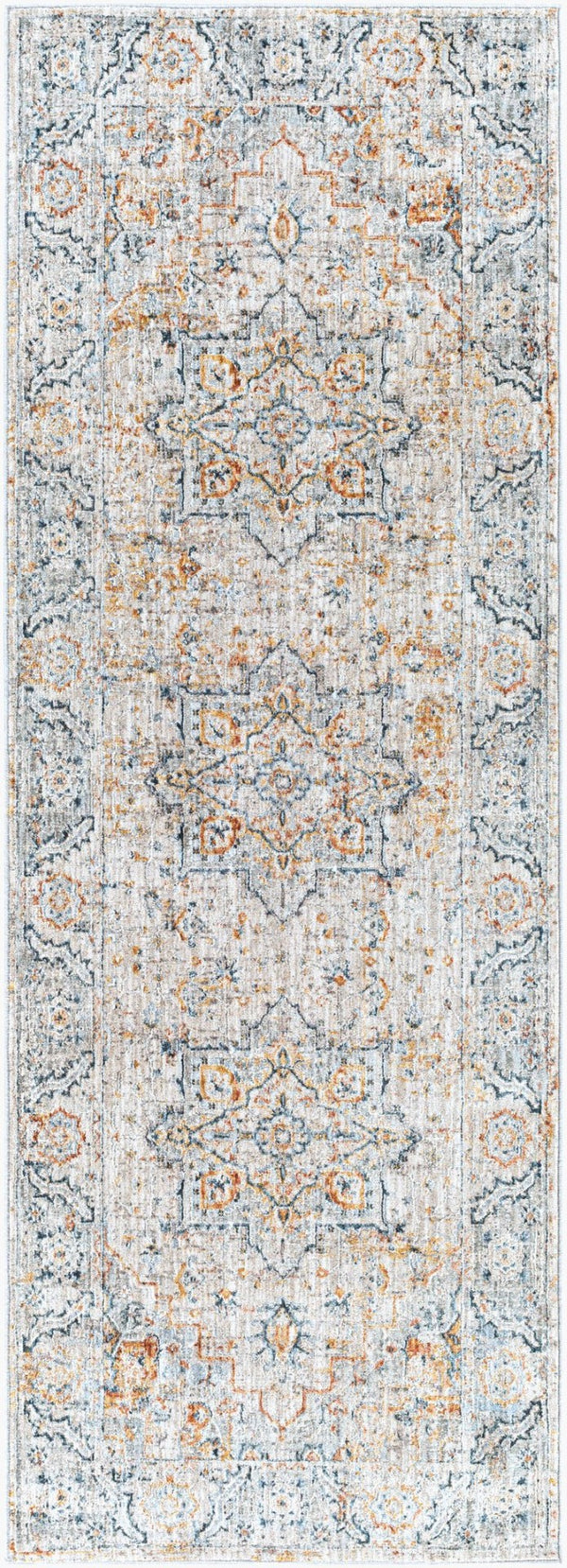 Livabliss Laila Traditional Polyester Area Rug with Fringe for Living Room and Dining Space Teal, Dusty Sag 2'7" x 7'3" LAA2312-2773