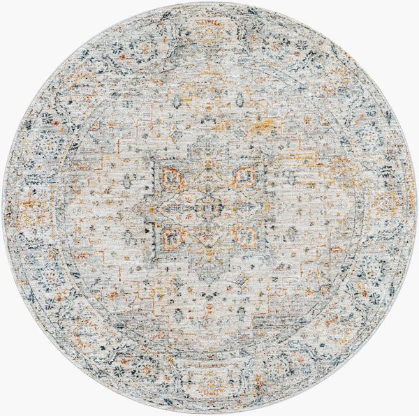 Livabliss Laila Traditional Polyester Area Rug with Fringe for Living Room and Dining Space Teal, Dusty Sag 7'10" x 7'10" LAA2312-710RD