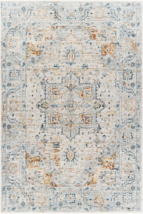 Livabliss Laila Traditional Polyester Area Rug with Fringe for Living Room and Dining Space Teal, Dusty Sag 6'7" x 9'6" LAA2312-6796