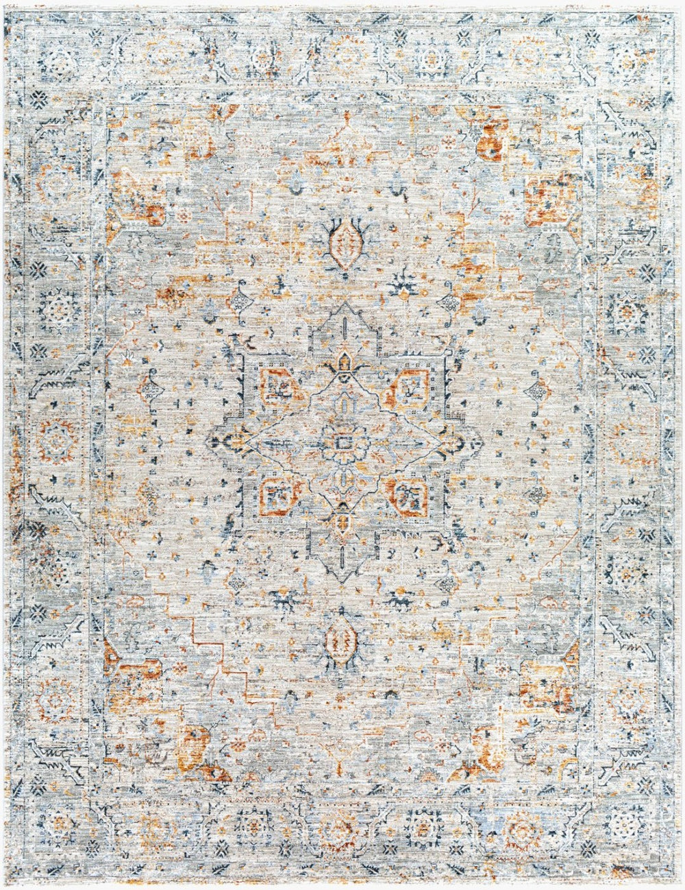 Livabliss Laila Traditional Polyester Area Rug with Fringe for Living Room and Dining Space Teal, Dusty Sag 7'10" x 10'2" LAA2312-710103