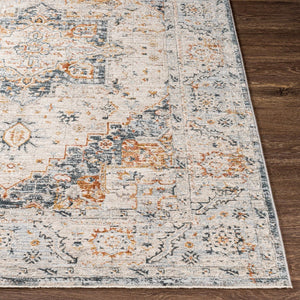 Livabliss Laila Turkish Medallion Area Rug with Fringe Polyester Pile for Living and Dining Rooms Teal, Rust 7'10" x 7'10" LAA2313-710RD