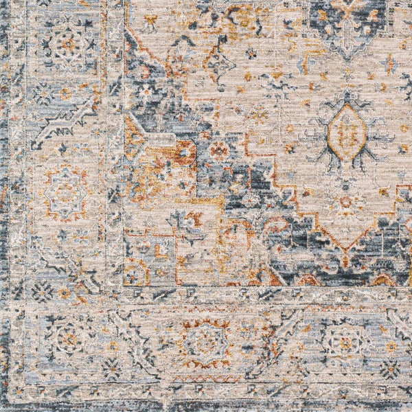 Livabliss Laila Turkish Medallion Area Rug with Fringe Polyester Pile for Living and Dining Rooms Teal, Rust 7'10" x 7'10" LAA2313-710RD
