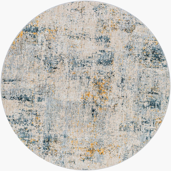 Livabliss Laila Machine Woven Polyester Area Rug with High Low Pile Texture for Living Rooms Teal, Mustard 5'3" x 5'3" LAA2314-53RD