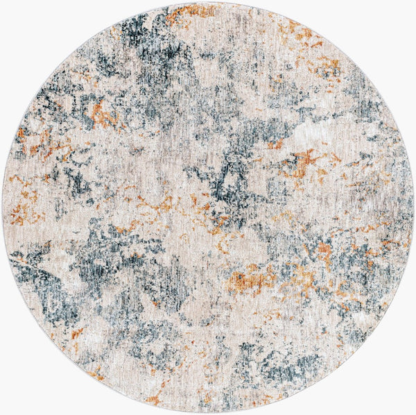 Livabliss Laila Fringe Border Polyester Area Rug Medium Pile for Modern Living Spaces Teal, Dusty Sag 5'3" x 5'3" LAA2315-53RD