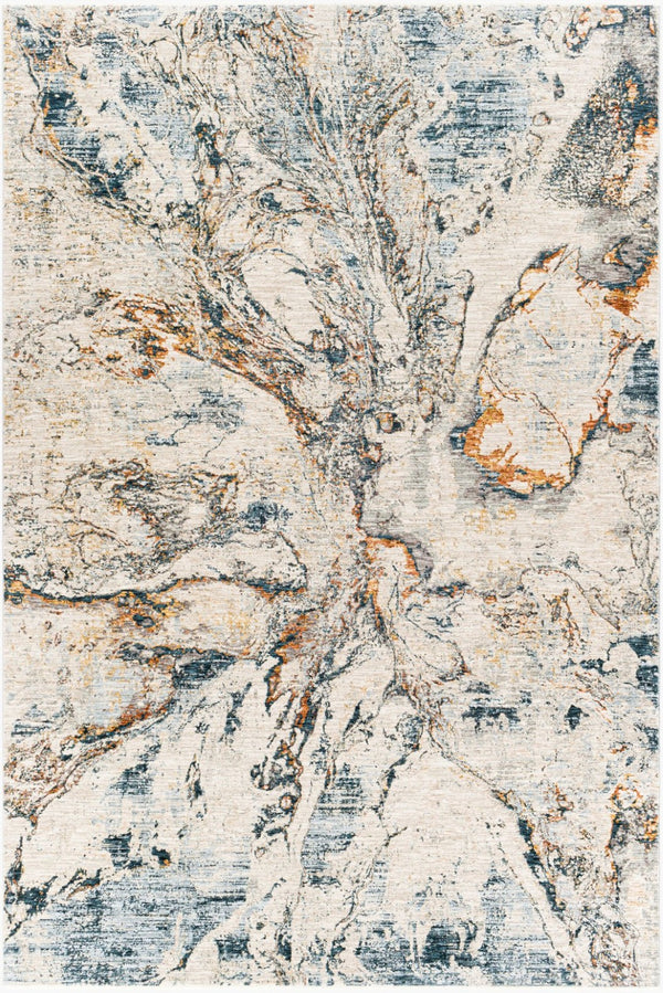Livabliss Laila High Low Pile Polyester Area Rug for Living Room Dining or Open Plan Spaces Teal, Rust 6'7" x 9'6" LAA2316-6796