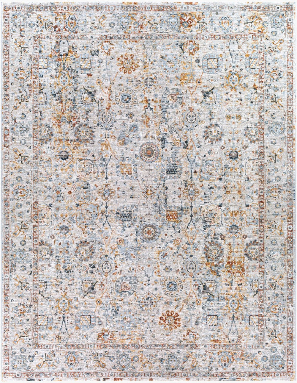 Livabliss Laila Traditional High Low Texture Polyester Area Rug for Living Room or Bedroom Teal, Rust 7'10" x 10'2" LAA2317-710103