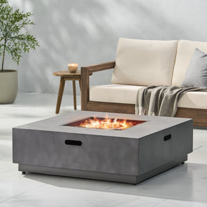 English Elm Square Iron Propane Fire Pit 50000 Btu Powder Coated Outdoor Patio Gathering 62838.00CONRT-50K_67760.00CONR