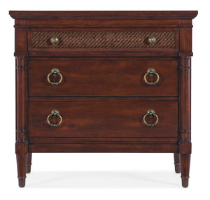 Hooker Furniture Charleston Maraschino Cherry Three-Drawer Nightstand With Cane Inlay, Usb Charger & Self-Closing Drawers 6750-90315-85